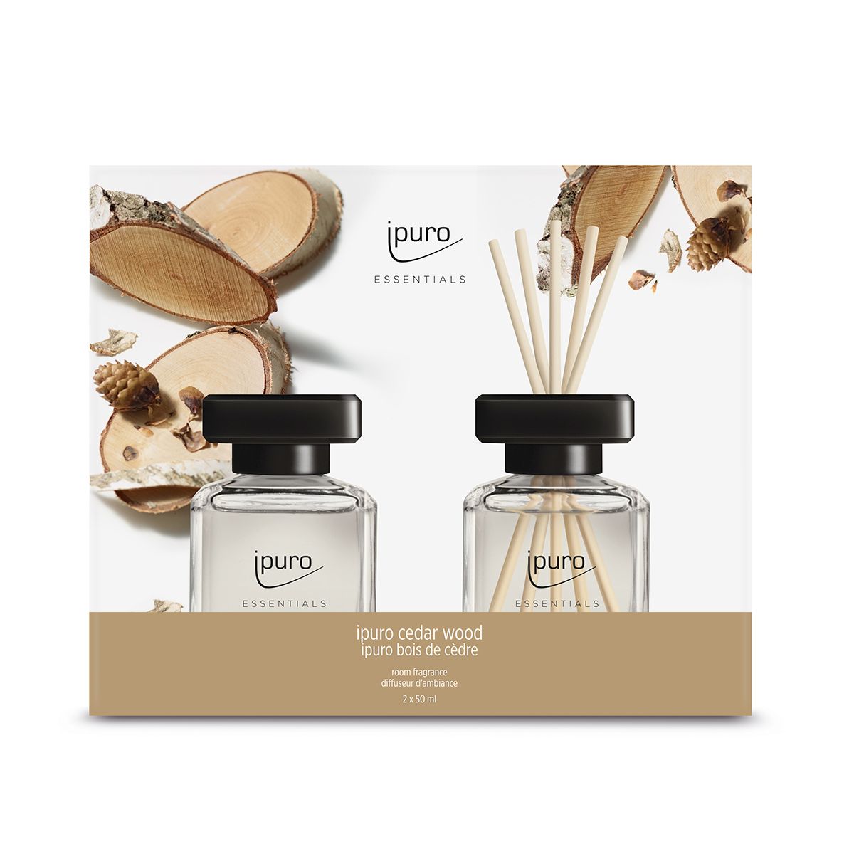 Ipuro diffuseur de parfum bois de cèdre 2 x 50 ml