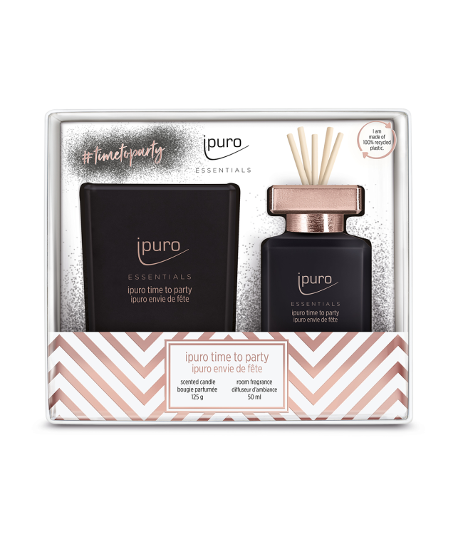 Diffuseur de parfum Ipuro time to party 50ml + bougie parfumée 125gr.
