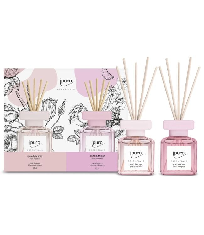 Ipuro diffuseur de parfum rose claire rose pure 2 x 50 ml