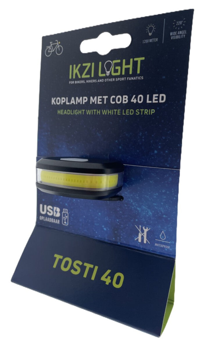 Phare ikzilight tosti 40 cob LED, rechargeable par USB