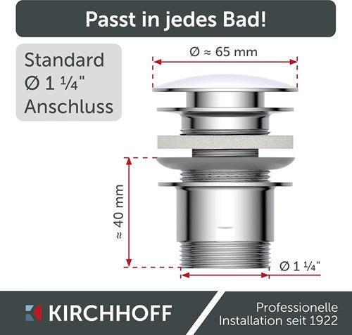 Kirchhoff bonde de lavabo universelle, escamotable 1 1 4 (5 4 ) | chromé - 98807330