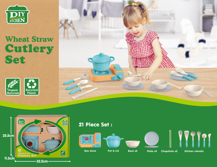 Jouets de cuisine poêle à jouets avec accessoires de cuisine recyclés