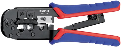 Pince à sertir Knipex 97 51 10 sb (bleu rouge, fiche RJ-11 12 et RJ-45)
