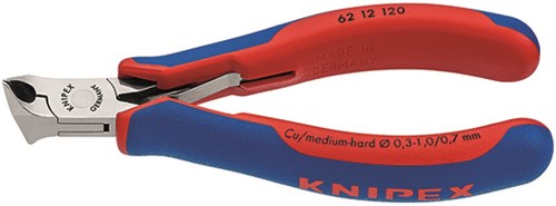 Pince coupante électronique Knipex à tête coudée avec poignées multi-composants 120 mm - 6212120