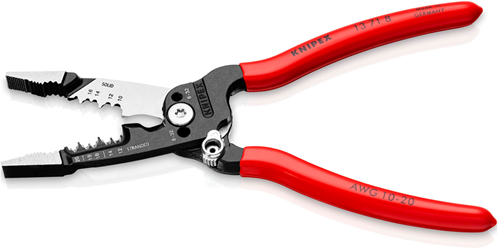 Pince multifonctionnelle à dénuder Knipex | pour électricien | modèle américain | plastifié - 13 71 8