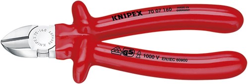 Knipex pince coupante latérale isolation par immersion chromée, certifiée VDE 160 mm - 7007160
