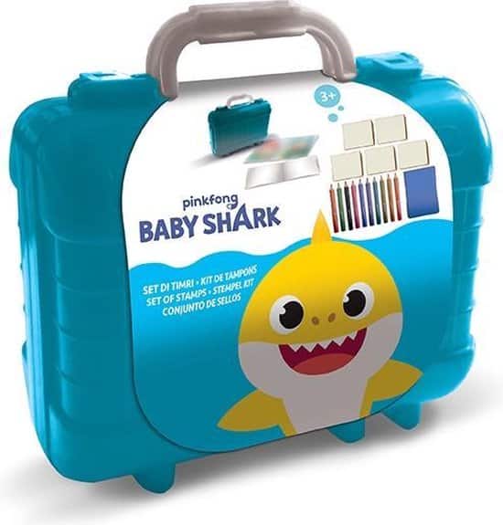 Jonotoys étui à tampons multi-impressions bébé requin, avec 5 tampons en bois