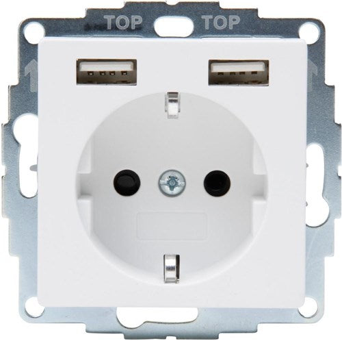 Kopp hk07 prise encastrable blanc pur mat RA avec 2x USB - 4624115