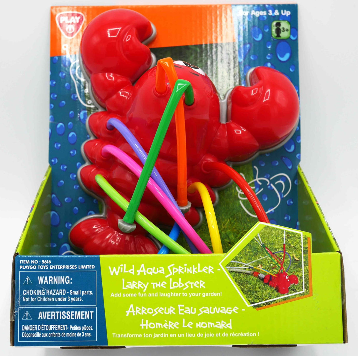 Crabe arroseur Playgo avec 8 bras d'où sort l'eau