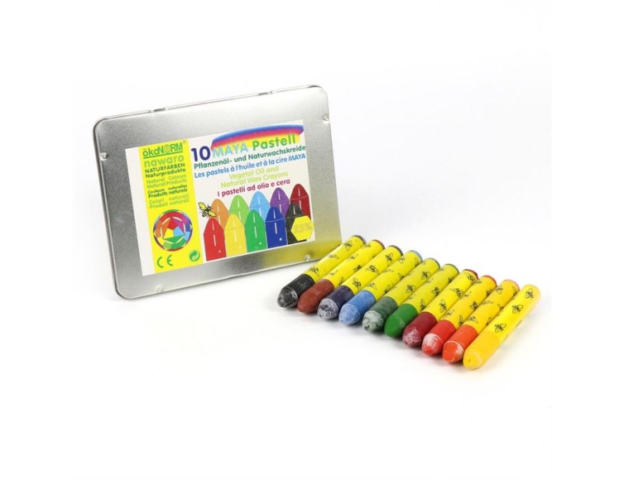 Crayons de couleur pastel (cire) Ökonorm - 10 pièces dans une boîte en métal