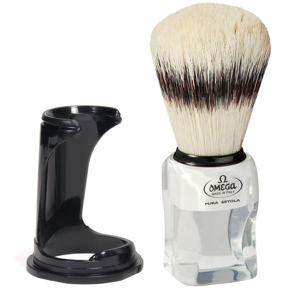 Blaireau Omega poils de porc effet poils de blaireau transparent + standard 11cm