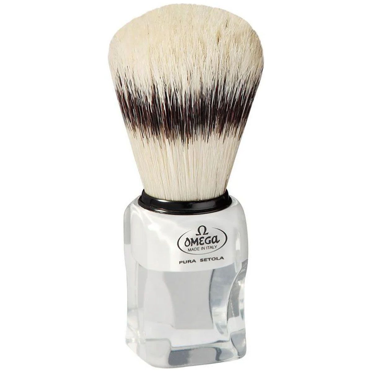 Blaireau Omega poils de porc effet poils de blaireau transparent + standard 11cm