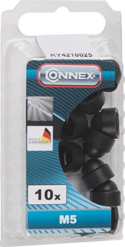 Connex cache hexagone m5 plastique 10 noir - ky4210025