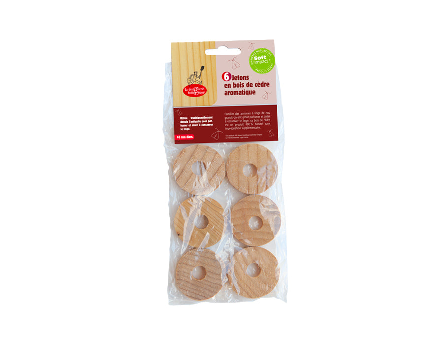 La droguerie écologique anneaux antimites - bois de cèdre - 6 pcs