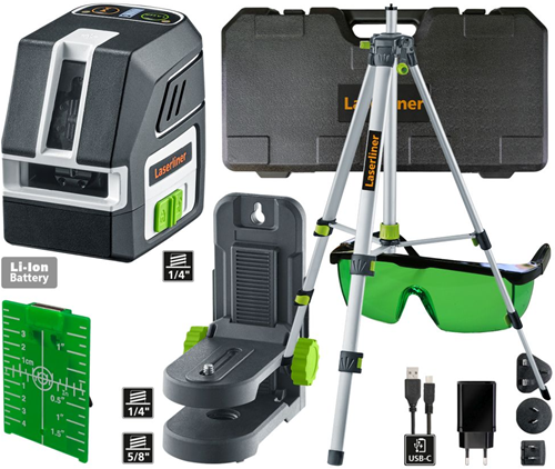Laserliner de poche laser croisé 2g | faisceau laser vert + trépied 150 cm - 036.713a