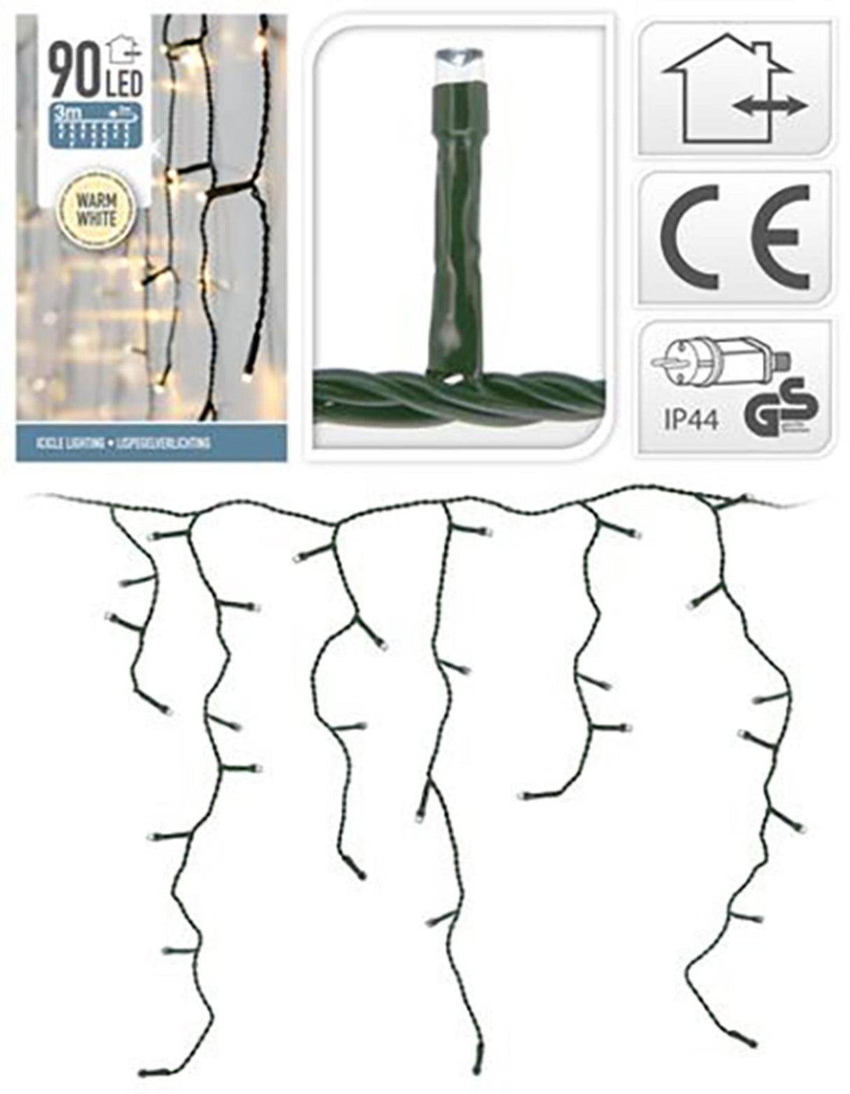 Éclairage de glaçon de style maison 90led blanc chaud