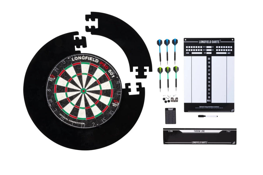Tournoi de fléchettes Longfield avec accessoires noirs 8 pièces