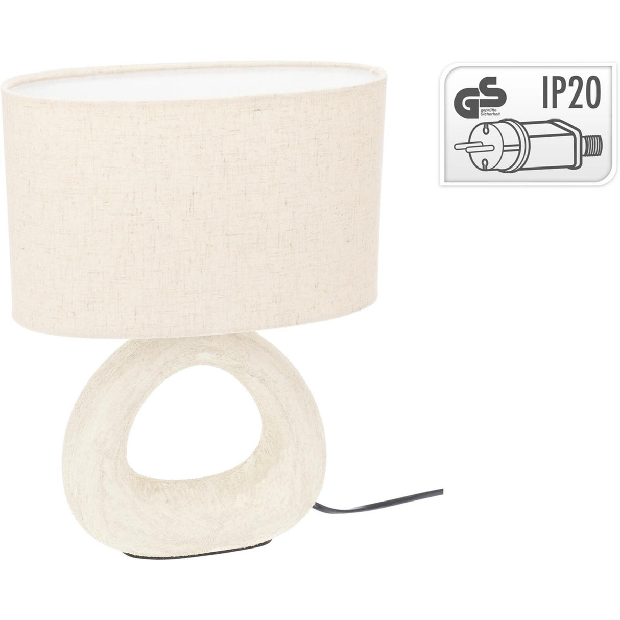 Lampe de table en grès E14 26x13x34cm blanc