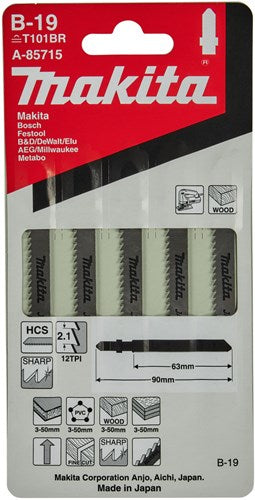 Accessoires Makita lame de scie sauteuse b19 - t101br | 5 pièces - a-85715