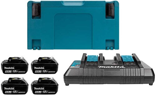 Accessoires Makita Kit de démarrage batterie li-ion 18v 198091-4 (4x bl1860b 6.0ah) + chargeur duo dc18rd dans mbox - 198091-4