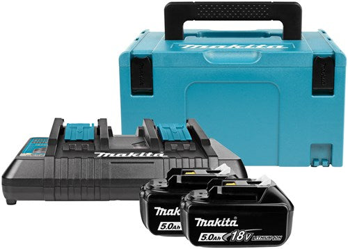 Accessoires Makita 197629-2 kit de démarrage 18v li-ion 2x 5,0ah + chargeur duo en mbox - bl1850 - dc18rd