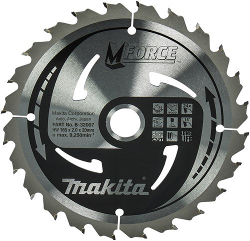 Accessoires Makita lame de scie circulaire | bois | mforce | 165x20x2.0 24t15g - b-32007