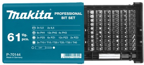 Makita accessoires jeu d'embouts de tournevis 61 pièces - p-70144 - p-70144