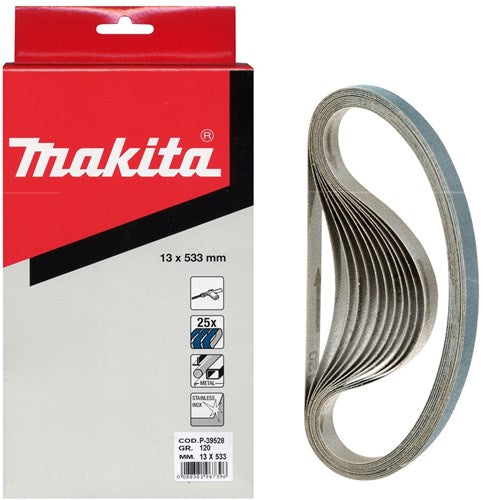 Makita accessoires bande abrasive bleu longueur 533mm largeur 13mm grain 100
