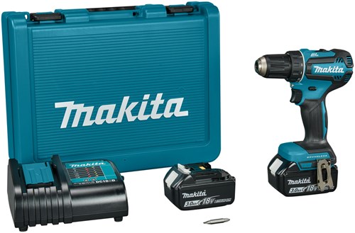 Makita ddf485sfe perceuse/tournevis 18 v sans balais, batterie 3,0 ah (2 pièces), chargeur, en étui