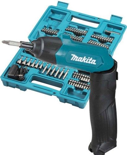 Tournevis Makita df001dw 3,6 V avec batterie Li-ion 1,5 Ah intégrée, chargeur, étui, 81 pièces acc. ensemble - df001dw