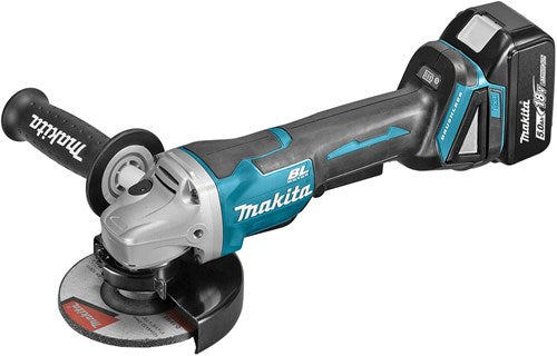 Makita dga508rtj meuleuse d'angle 18v batterie 125mm 5,0ah (2 pièces), chargeur rapide, mbox, avec interrupteur de sécurité