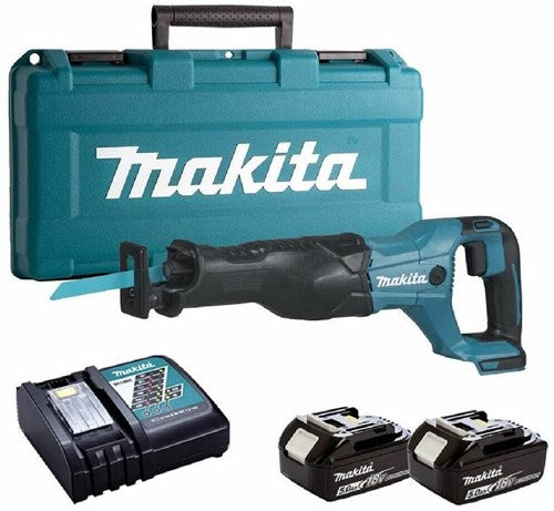 Scie alternative sans fil Makita djr186rte 18v | Batterie 5,0 Ah (2 pièces), chargeur rapide, étui