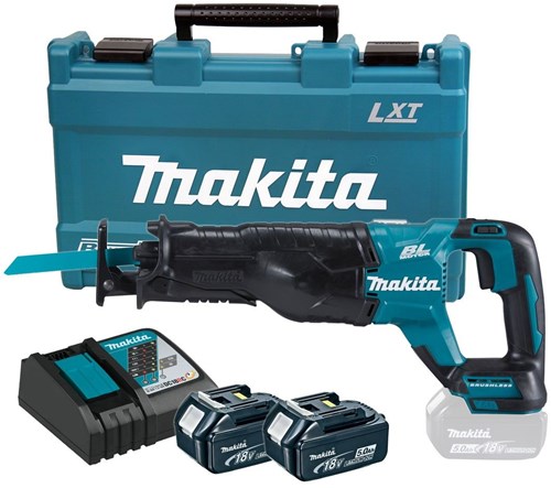 Makita DJR187RTE Scie alternative sans fil 18 V sans balais | Batterie 5,0 Ah (2 pièces), chargeur rapide, étui