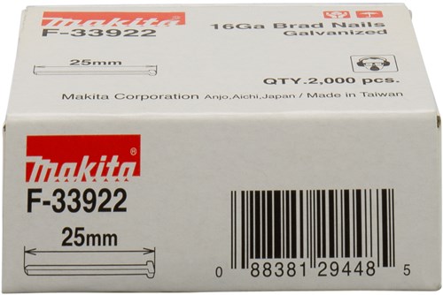 Accessoires Makita longueur de brad 25mm version fil galvanisé épaisseur 1,61mm - f-33922
