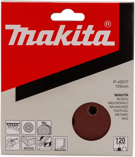 Accessoires Makita Disque abrasif Makita P-43577 rouge v. 125mm. k120 vé=10
