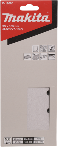 Feuille abrasive Makita 185x93 k180 vlc whi. -e-19685