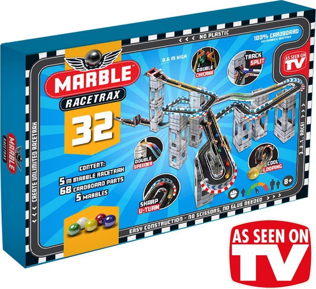 Unité de marque Marble Mania Racetrac Piste de course à billes de 5 mètres avec 5 billes