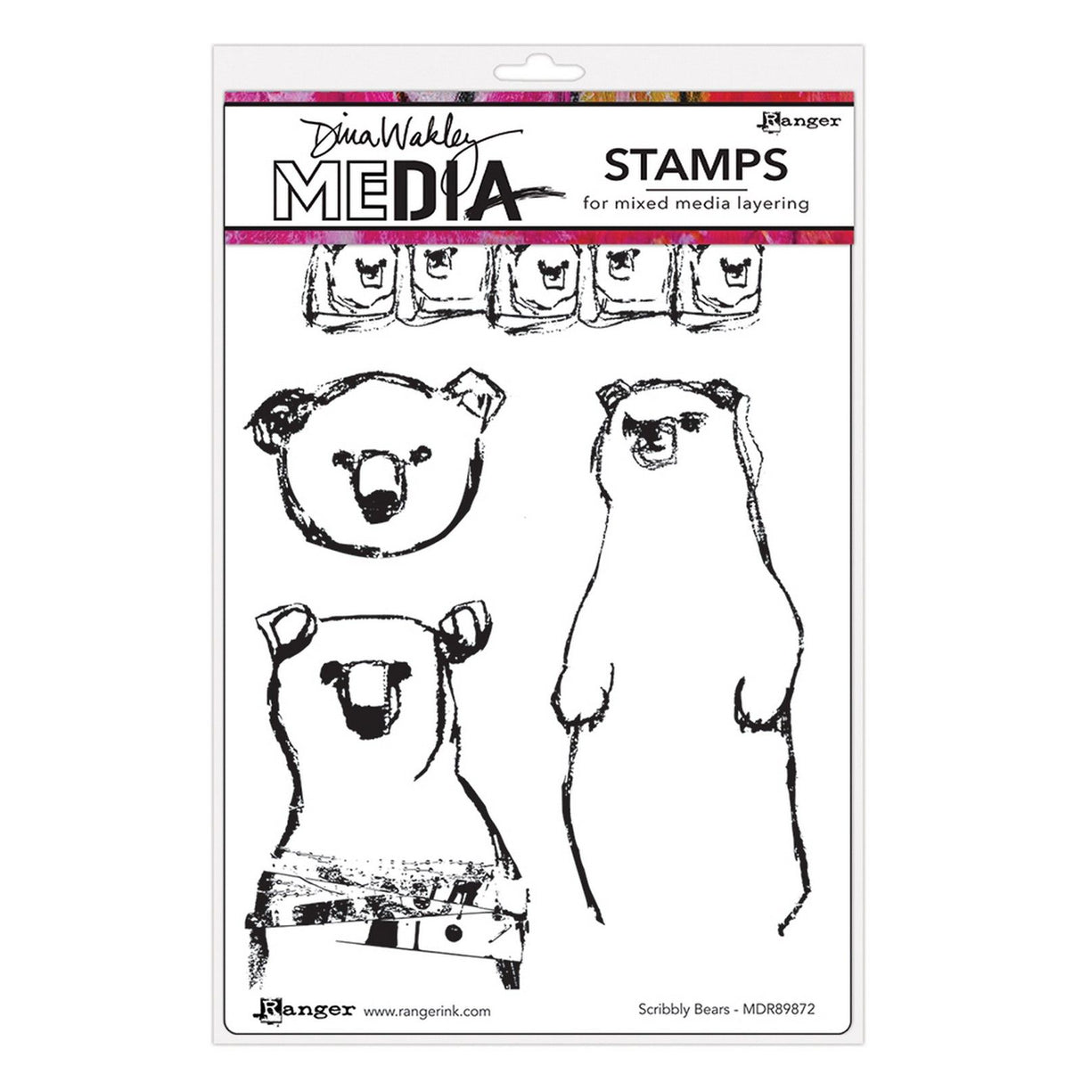 Ranger Ink Ranger • Dina Wakley Media Tampons adhésifs Ours griffonnés 4 pièces