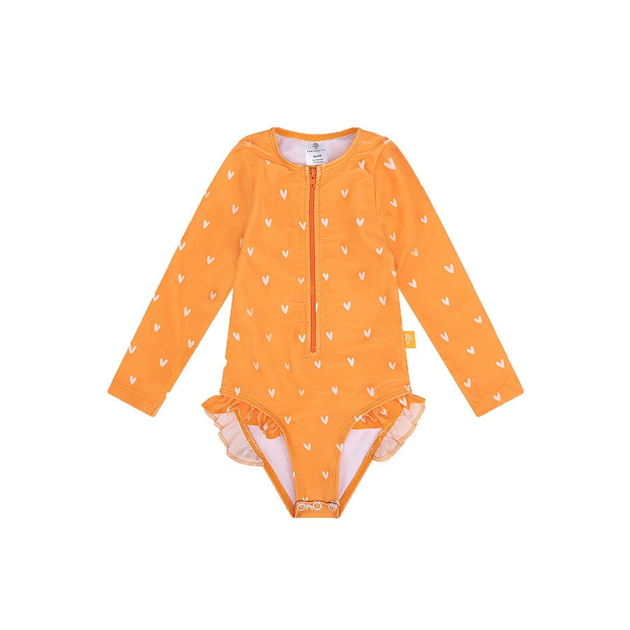 Baiser orange | maillot de bain anti-UV fille orange à manches longues