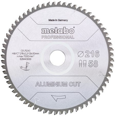 Accessoires Metabo lame de scie circulaire | prof de coupe aluminium | 254x30mm | z72 fz tz 5° nég - 628447000