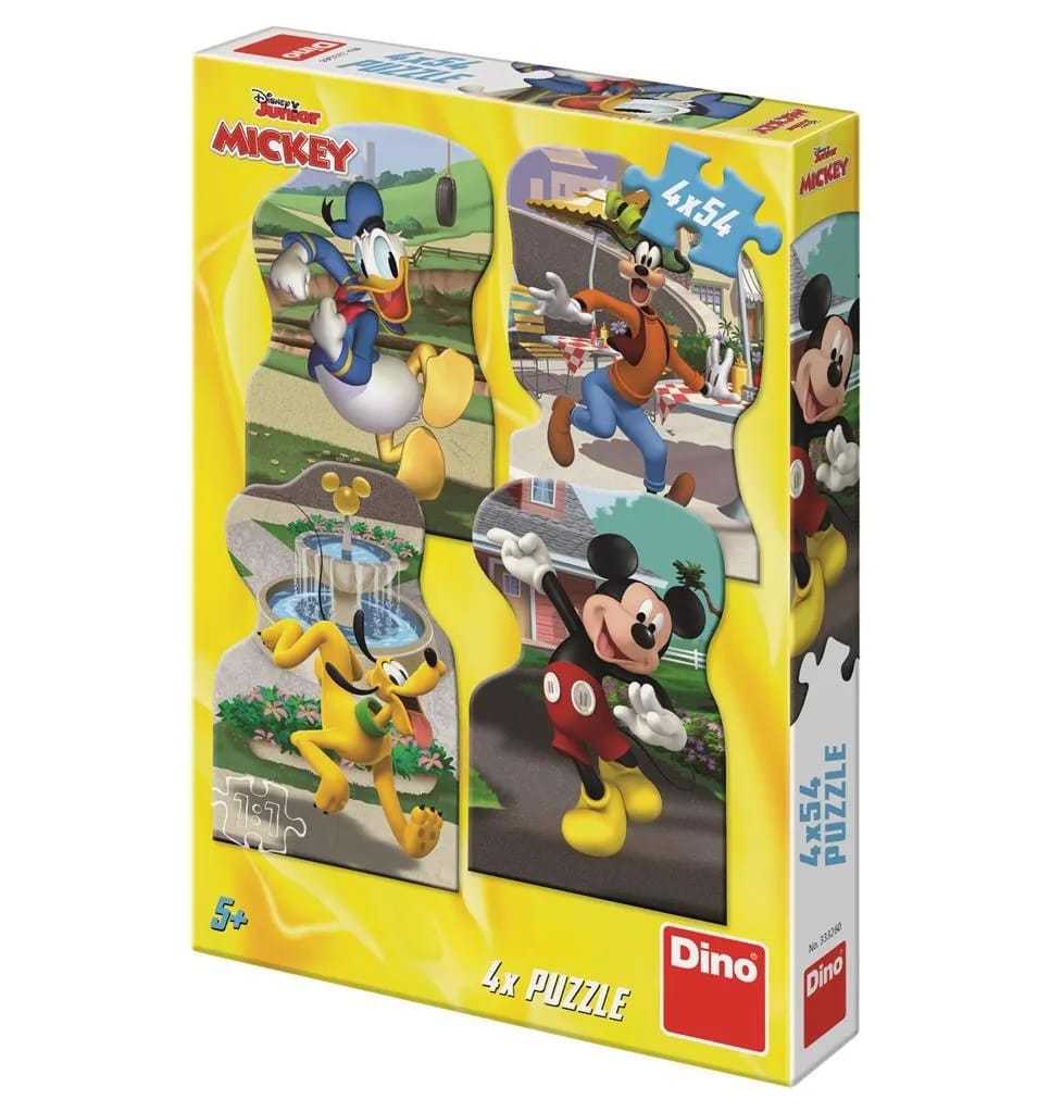 Puzzle dinosaure Dinotoys - Disney junior Mickey dans la ville - 4 x 54 pièces