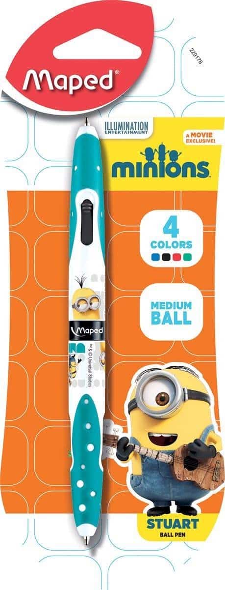 Stylo bille Joustra maped minions twintip 4 couleurs sous blister