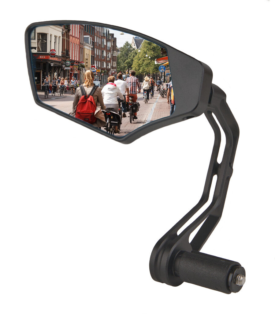 Rétroviseur Mirage gauche verre gradable de première classe - montage en bout de barre - noir