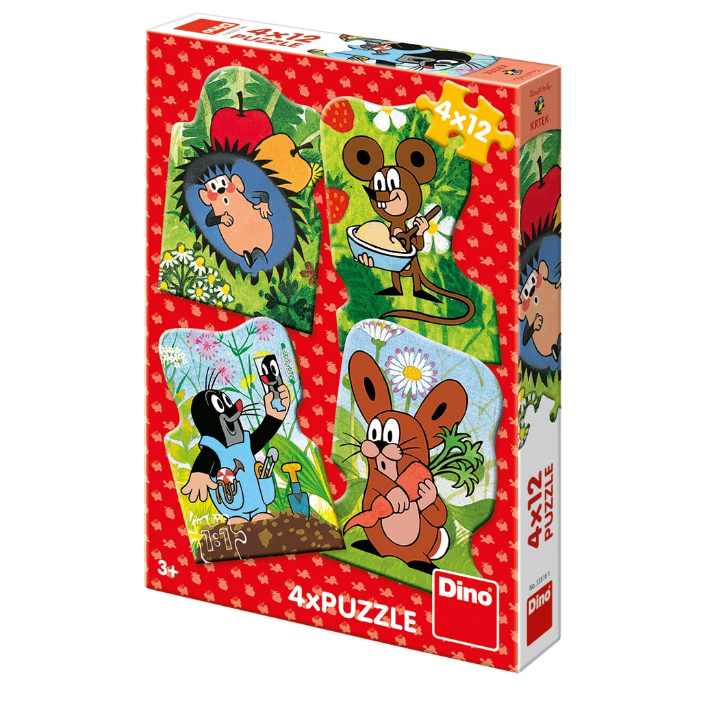 Puzzle Dinotoys - la taupe et ses amis - 4 x 12 pièces