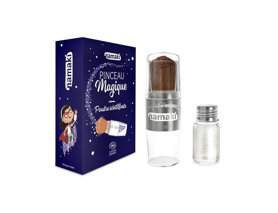 Pinceau poudre pailleté enfant Namaki - argent