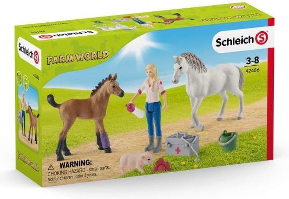 Schleich 42486 visite vétérinaire jument et poulain