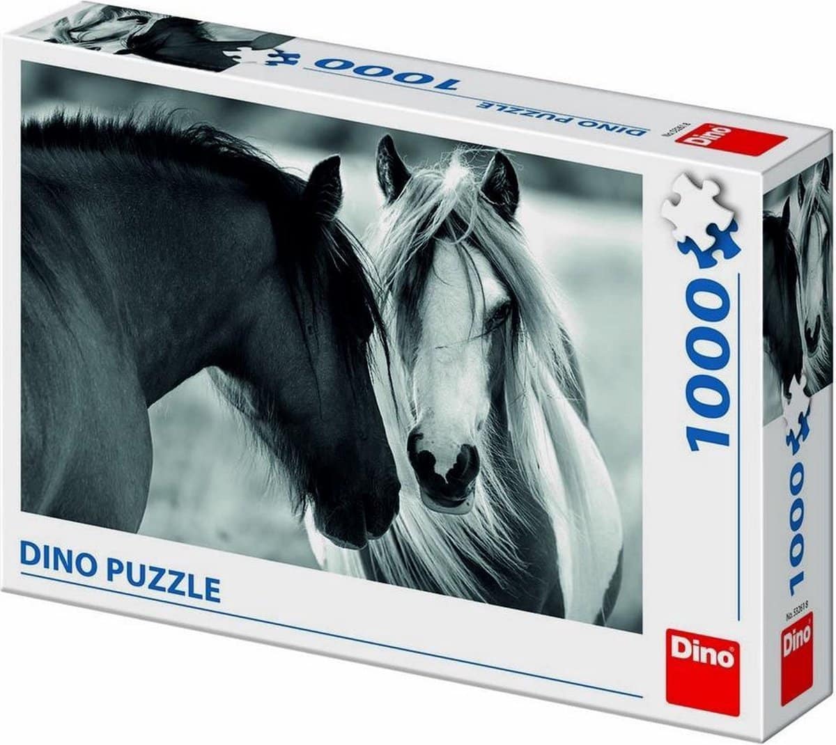 Puzzle Dinotoys - chevaux en noir et blanc - 1000 pièces