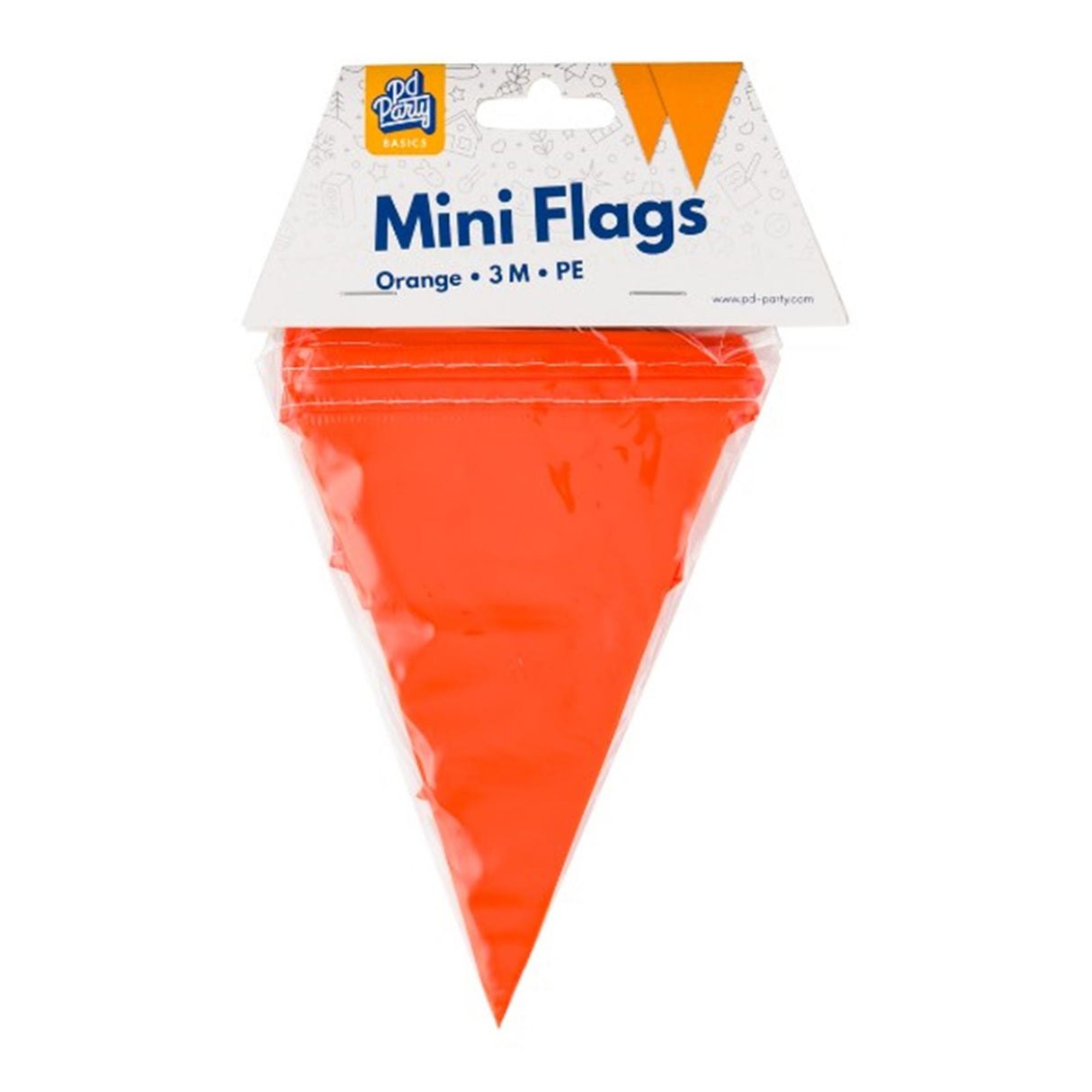 Paperdreams vlaggenlijn oranje mini kunststof 3m 10x15cm