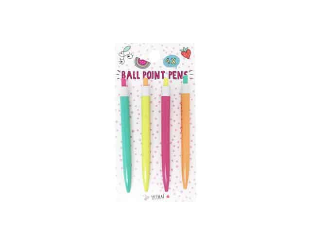 Van der Doelen 4 stylos à bille aux couleurs gaies