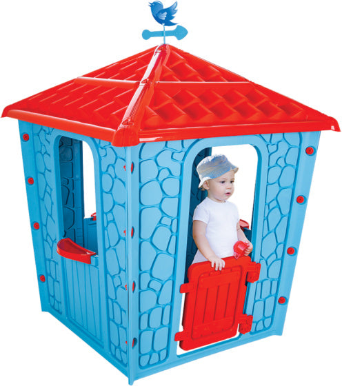 Pilsan Stone Speelhuisje 114 x 114 x 151 cm rouge bleu